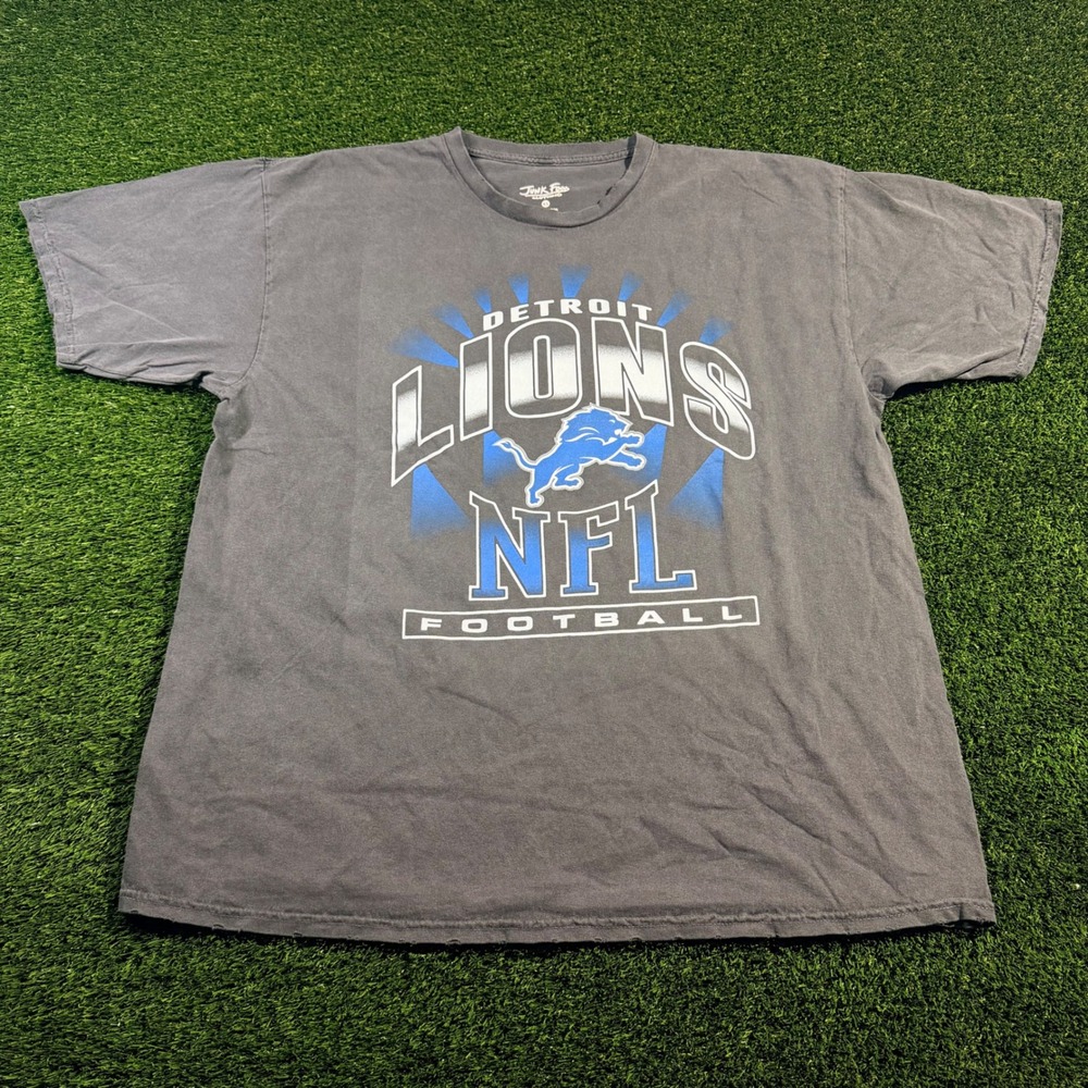 Junk Food Detroit Lions NFL Football T-Shirt Mens XL Gray Distressed Graphic Tee